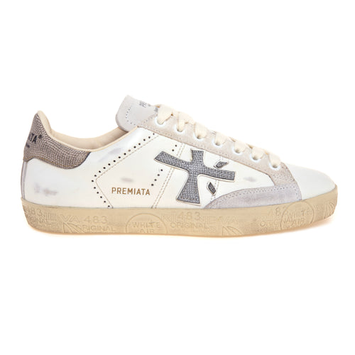 Sneaker Stevend in pelle con inserti in micro glitter - 1