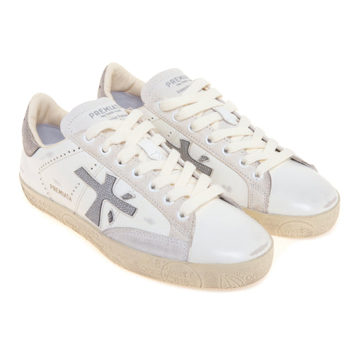 Sneaker Stevend in pelle con inserti in micro glitter - 2