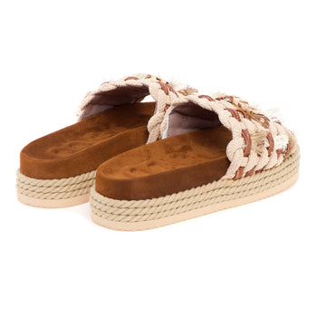 Ciabatta Mou con frange e maxi logo in metallo - 3