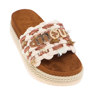 Ciabatta Mou con frange e maxi logo in metallo - 4