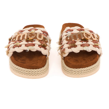Ciabatta Mou con frange e maxi logo in metallo - 5