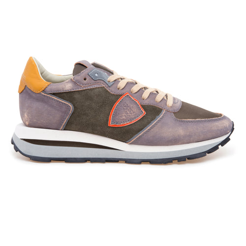 Sneaker Philippe Model Tropez Haute in camoscio e pelle vintage