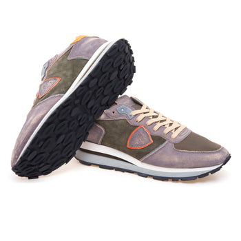 Sneaker Philippe Model Tropez Haute in camoscio e pelle vintage - 4