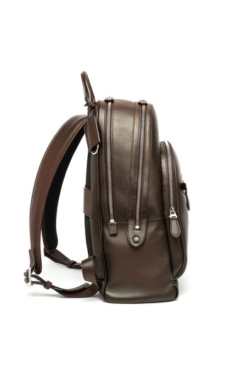 Zaino doppia tasca Santoni in pelle anticata - 3