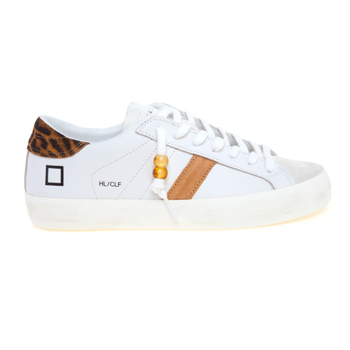 Sneaker D.A.T.E. Hill Low in pelle con talloncino leopard
