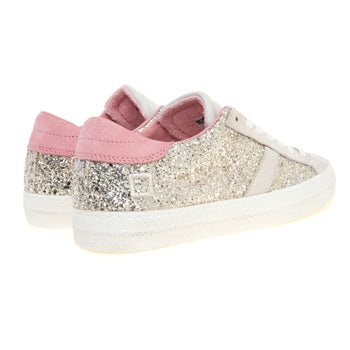 Sneaker D.A.T.E. Hill Low in glitter con inserti in suede e pelle - 3
