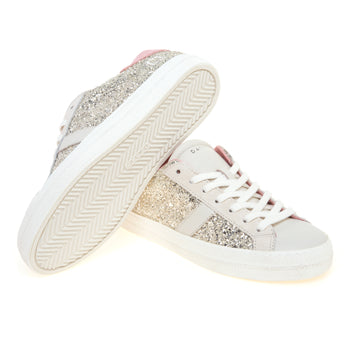 Sneaker D.A.T.E. Hill Low in glitter con inserti in suede e pelle - 4