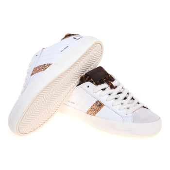 Sneaker D.A.T.E. Hii Low in pelle e camoscio con inserti in cavallino e glitter - 4