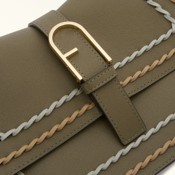 Borsa a mano Furla Flow in pelle con infilature a contrasto e tracolla - 4