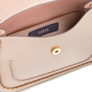 Borsa a mano Furla Flow in pelle con infilature a contrasto e tracolla - 3