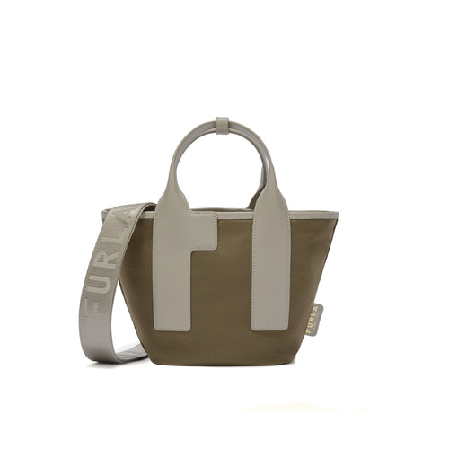 Shopping Furla Piuma S Tote in pelle e tessuto