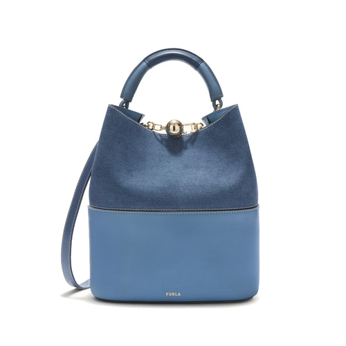 Borsa a secchiello Furla Sfera in pelle e tessuto - Misura 26