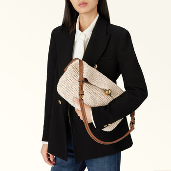 Borsa a spalla Furla Sfera in tessuto intrecciato effetto crochet soft - misura L - 6
