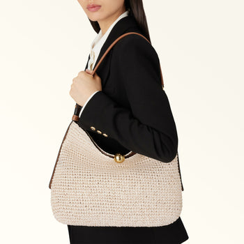 Borsa a spalla Furla Sfera in tessuto intrecciato effetto crochet soft - misura L - 7