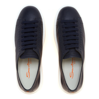 Sneaker Santoni in pelle con impunture e suola in gomma - 5