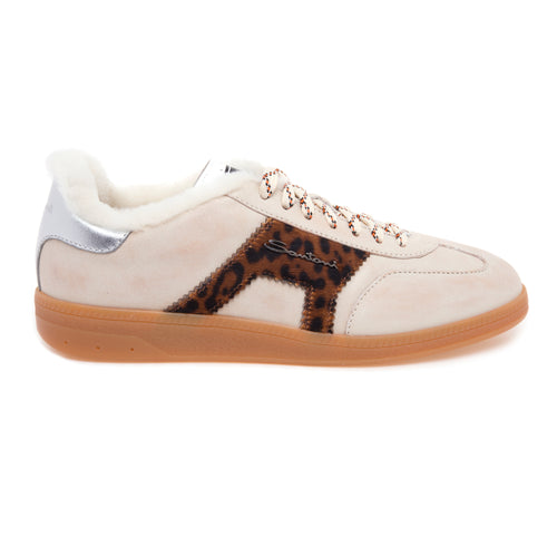 Sneaker Santoni DBS Olympic in pelle e cavallino maculato con fodera in montone