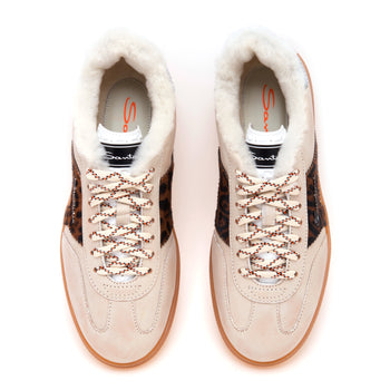 Sneaker Santoni DBS Olympic in pelle e cavallino maculato con fodera in montone - 5