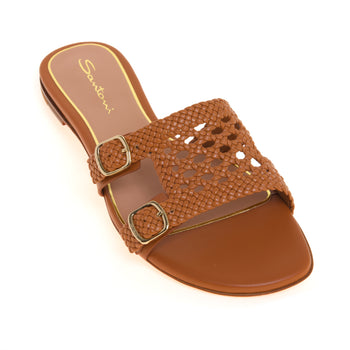 Mule Santoni Didi in pelle intrecciatra con doppia fibbia - 4
