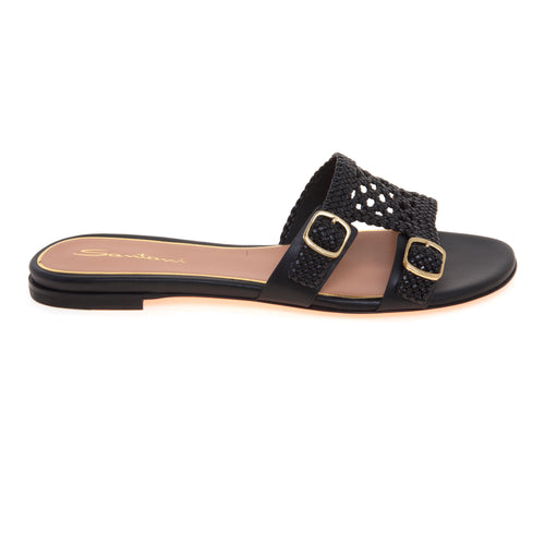 Mule Santoni Didi in pelle intrecciatra con doppia fibbia