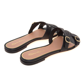 Mule Santoni Didi in pelle intrecciatra con doppia fibbia - 3