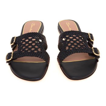Mule Santoni Didi in pelle intrecciatra con doppia fibbia - 5