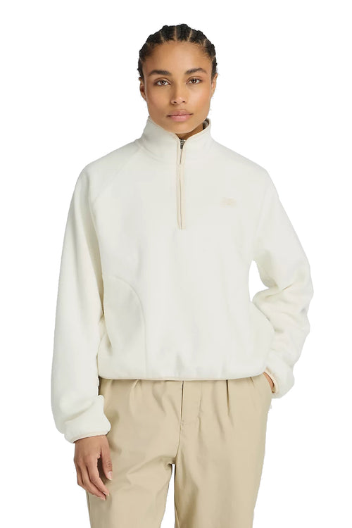 Boxy jacket New Balance in pile con mezza zip e logo