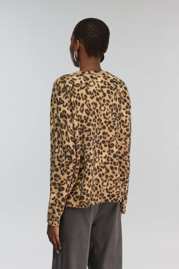 Maglia girocollo Semicouture "Serenella" in misto cashmere con stampa maculato - 3