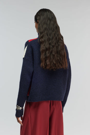 Maglia dolcevita in misto alpaca Semicouture "Cipriana" con rombi - 3