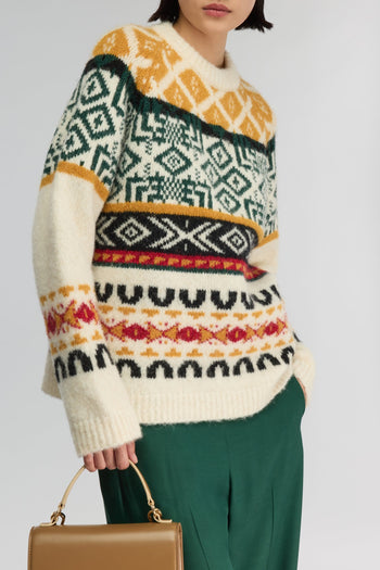 Maglia girocollo Semicouture "Ottavio" in misto lana con motivo jacquard - 5