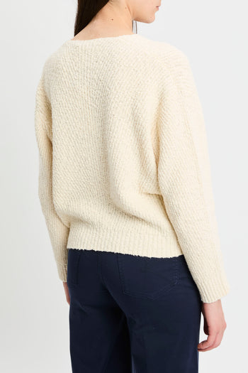 Maglia manica lunga Semicouture Marcela in cotone con scollo a V e ricamo con paillettes - 6