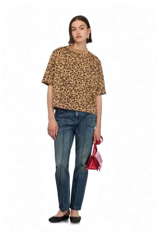 Maglia Neva di Semicouture in cotone con stampa maculato
