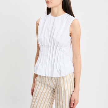 Top Clarinda di Semicouture in cotone con pieghe - 9