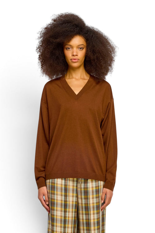 Maglia Semicouture Jade in lana vergine con scollo a "V" - 1