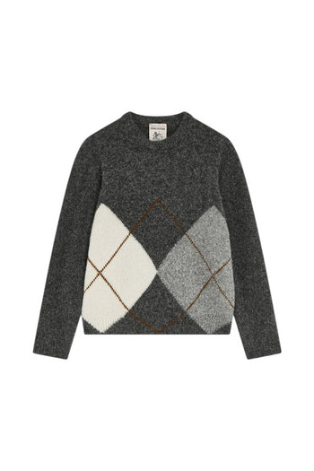 Maglia a girocollo Semicouture Keira in misto lana e alpaca con lavorazione jacquard a rombi - 4