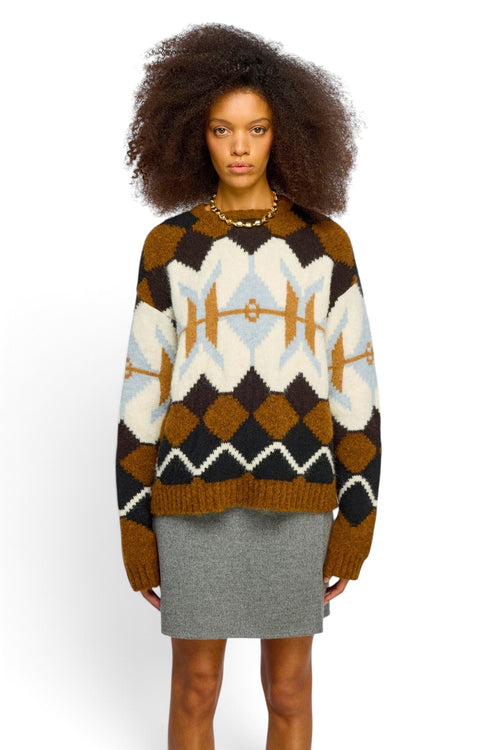 Maglia Semicouture Sherley in jacquard con motivo norvegese e collo tondo - 1