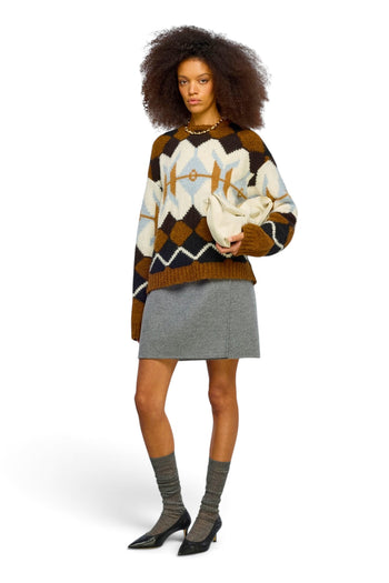 Maglia Semicouture Sherley in jacquard con motivo norvegese e collo tondo - 5