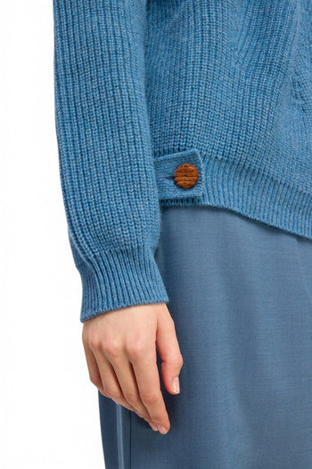 Maglia a girocollo Semicouture Acacia in lana merinos con colletto in velluto - 3