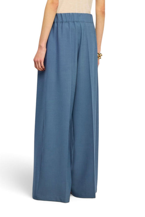 Pantalone a palazzo Semicouture Jhonny in fresco di lana con elastico in vita - 2