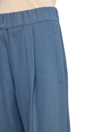 Pantalone a palazzo Semicouture Jhonny in fresco di lana con elastico in vita - 3