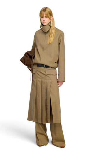 Gonna midi Semicouture Cressida in lana con motivo check e pieghe - 4