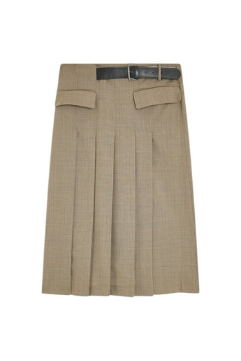 Gonna midi Semicouture Cressida in lana con motivo check e pieghe - 5