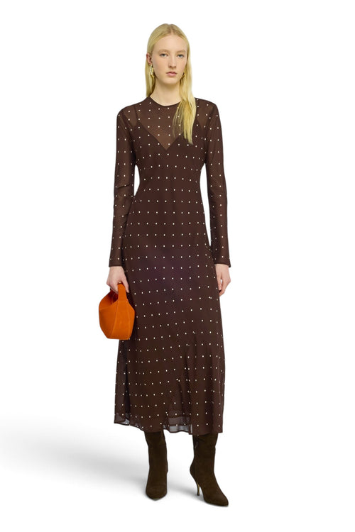 Abito lungo Semicouture Connie in georgette stampata con motivo a pois - 1