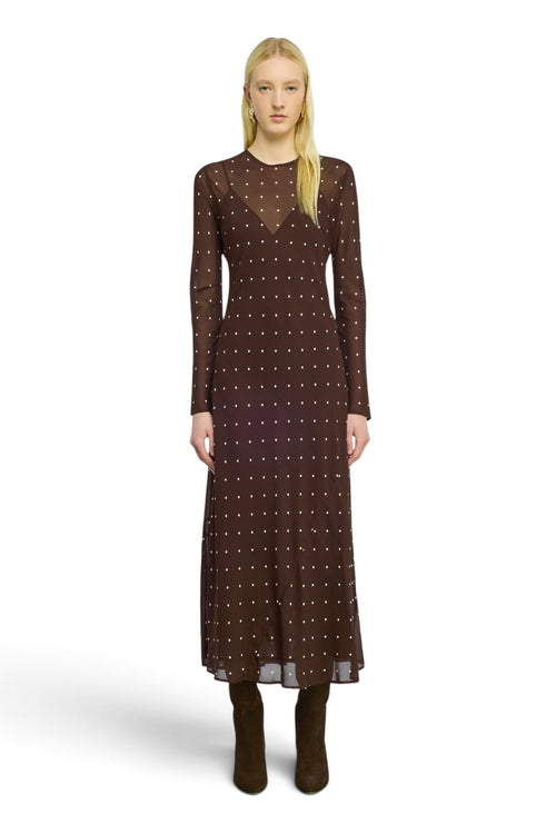 Abito lungo Semicouture Connie in georgette stampata con motivo a pois - 2