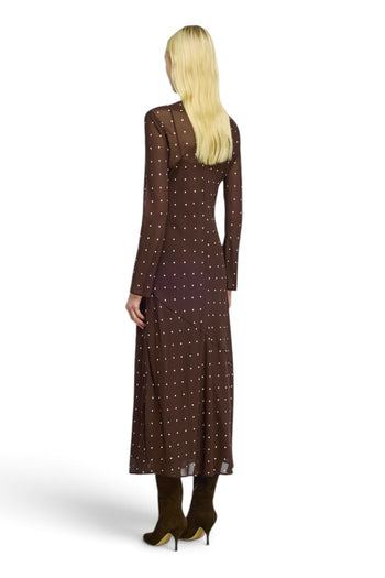 Abito lungo Semicouture Connie in georgette stampata con motivo a pois - 3