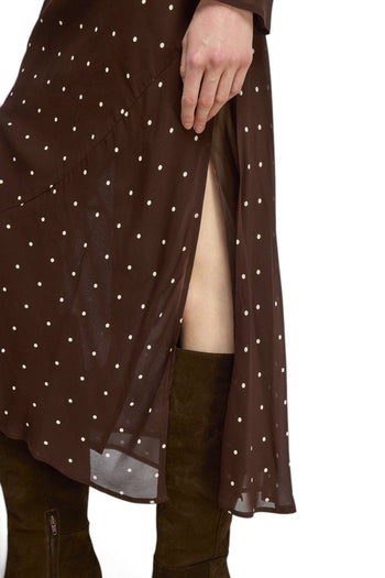 Abito lungo Semicouture Connie in georgette stampata con motivo a pois - 4
