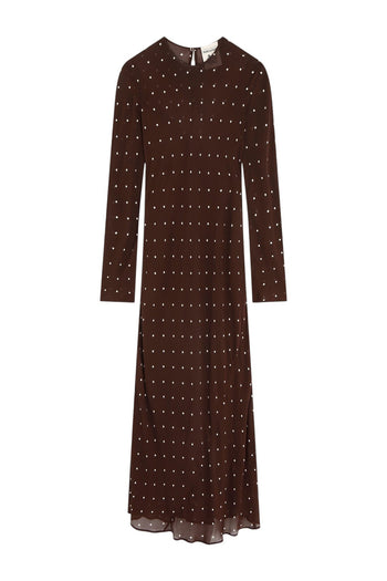 Abito lungo Semicouture Connie in georgette stampata con motivo a pois - 5