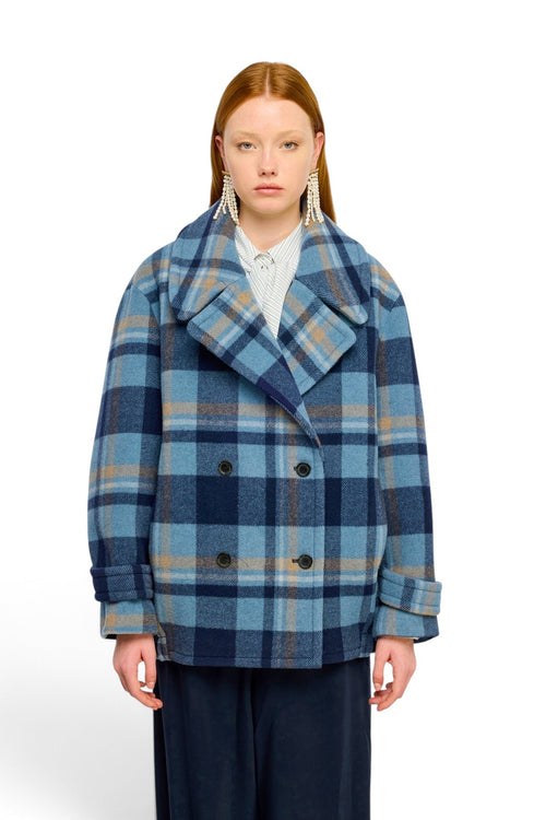 Cappotto doppiopetto Semicouture Lizzy in lana con motivo a quadri - 1