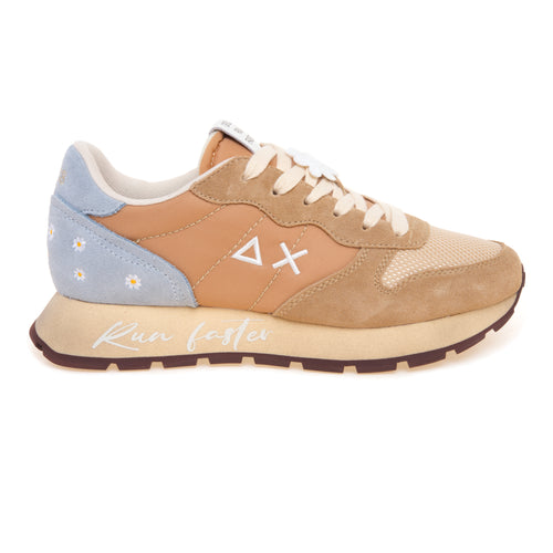 Sneaker SUN68 Ally Vintage in camoscio e tessuto con margherite ricamate