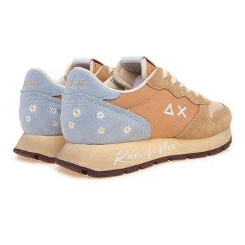 Sneaker SUN68 Ally Vintage in camoscio e tessuto con margherite ricamate - 3