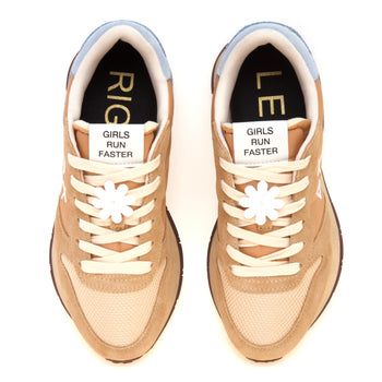 Sneaker SUN68 Ally Vintage in camoscio e tessuto con margherite ricamate - 5